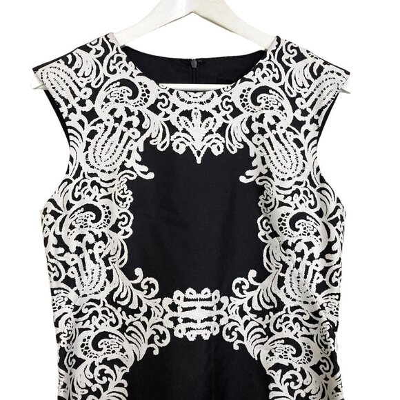 NWT TIBI Violette Sleeveless Black and White Baroque Print Silk Dress - Picture 8 of 13